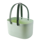 Portable Shower Basket with Ventilation Holes Large Capacity Plastic Portable Storage Basket with Handles for Bathroom Green