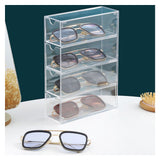 Glasses Storage Box 4 Layers Stackable Transparent Sunglasses Display Organizer for Office Bedroom