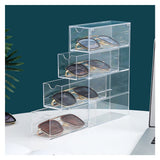 Glasses Storage Box 4 Layers Stackable Transparent Sunglasses Display Organizer for Office Bedroom - Side View