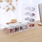 Glasses Storage Box 4 Layers Stackable Transparent Sunglasses Display Organizer for Office Bedroom - Rear View