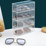 Glasses Storage Box 4 Layers Stackable Transparent Sunglasses Display Organizer for Office Bedroom