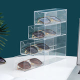 Glasses Storage Box 4 Layers Stackable Transparent Sunglasses Display Organizer for Office Bedroom