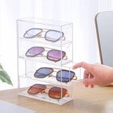 Glasses Storage Box 4 Layers Stackable Transparent Sunglasses Display Organizer for Office Bedroom - Extra Image