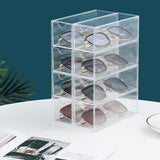 Glasses Storage Box 4 Layers Stackable Transparent Sunglasses Display Organizer for Office Bedroom