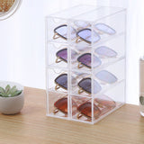 Glasses Storage Box 4 Layers Stackable Transparent Sunglasses Display Organizer for Office Bedroom