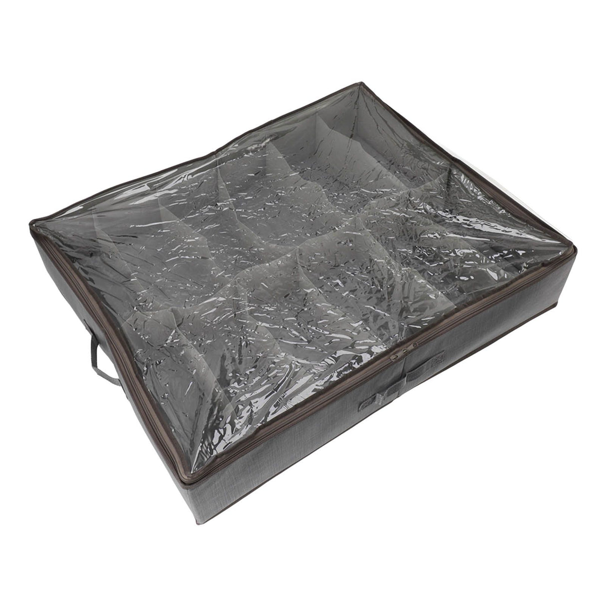 Under Bed Shoe Storage Organizer Drawer Foldable Fabric Container Box Closet with Cover Clear Window Gray Brushed