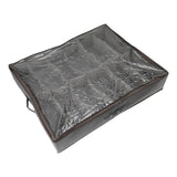 Under Bed Shoe Storage Organizer Drawer Foldable Fabric Container Box Closet with Cover Clear Window Gray Brushed