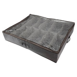 Under Bed Shoe Storage Organizer Drawer Foldable Fabric Container Box Closet with Cover Clear Window Gray Brushed