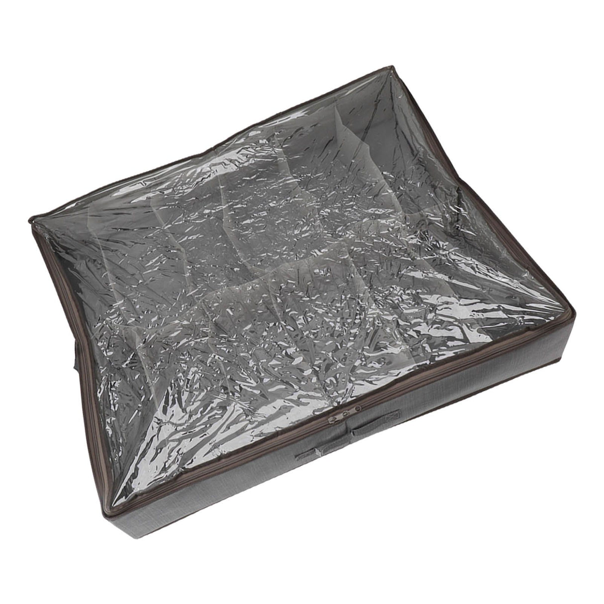 Under Bed Shoe Storage Organizer Drawer Foldable Fabric Container Box Closet with Cover Clear Window Gray Brushed