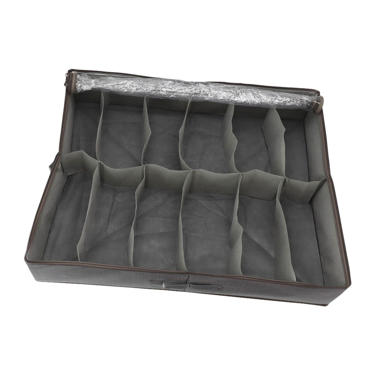 Under Bed Shoe Storage Organizer Drawer Foldable Fabric Container Box Closet with Cover Clear Window Gray Brushed
