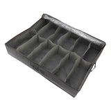Under Bed Shoe Storage Organizer Drawer Foldable Fabric Container Box Closet with Cover Clear Window Gray Brushed