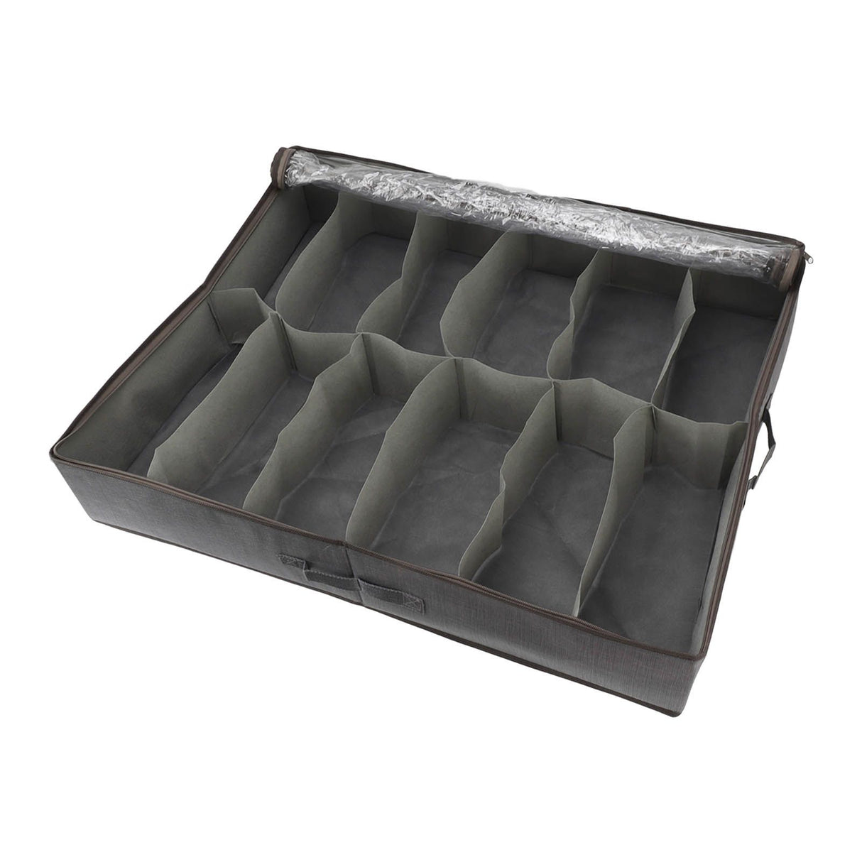 Under Bed Shoe Storage Organizer Drawer Foldable Fabric Container Box Closet with Cover Clear Window Gray Brushed