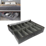 Under Bed Shoe Storage Organizer Drawer Foldable Fabric Container Box Closet with Cover Clear Window Gray Brushed