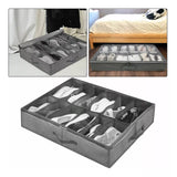 Under Bed Shoe Storage Organizer Drawer Foldable Fabric Container Box Closet with Cover Clear Window Gray Brushed