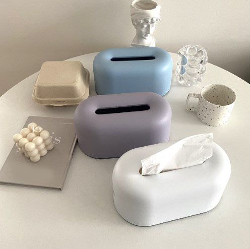 Nordic Ins Plastic Tissue Box Simple Paper Holder Dispenser Home Storage Case for Home Dormitory Bedroom Coffee Table Restaurant Warm White