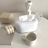Nordic Ins Plastic Tissue Box Simple Paper Holder Dispenser Home Storage Case for Home Dormitory Bedroom Coffee Table Restaurant Warm White - Extra Image