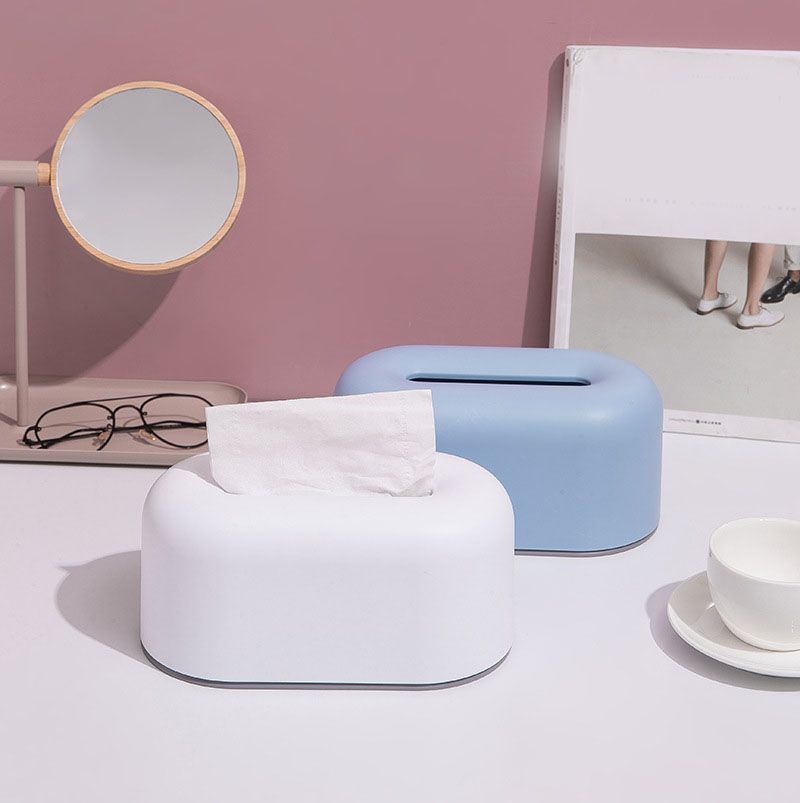 Nordic Ins Plastic Tissue Box Simple Paper Holder Dispenser Home Storage Case for Home Dormitory Bedroom Coffee Table Restaurant Warm White