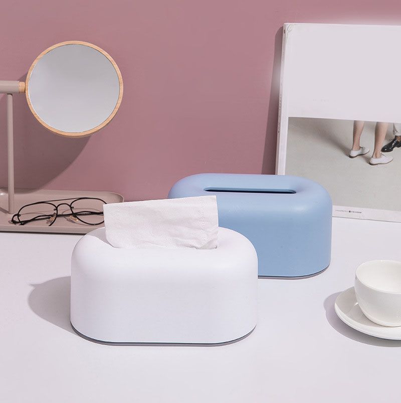 Nordic Ins Plastic Tissue Box Simple Paper Holder Dispenser Home Storage Case for Home Dormitory Bedroom Coffee Table Restaurant Sky Blue