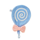 Cute Kids Hand Towel Thickened Soft Coral Velvet Absorbent Hand Towel with Hanging Loop for Bathroom Kitchen Blue - Top-Down View