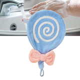 Cute Kids Hand Towel Thickened Soft Coral Velvet Absorbent Hand Towel with Hanging Loop for Bathroom Kitchen Blue