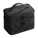 Double Layer Cosmetic Bag Easy Classification Large Capacity Mesh Cosmetic Bag with Sturdy Handle for Travel Black Double Layer - Front View