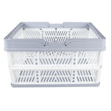 Collapsible Baskets with Handles PP Waterproof Collapsible Storage Crates for Home Kitchen Bedroom Office White Large Size - Front View