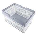Collapsible Baskets with Handles PP Waterproof Collapsible Storage Crates for Home Kitchen Bedroom Office White Large Size - Side View