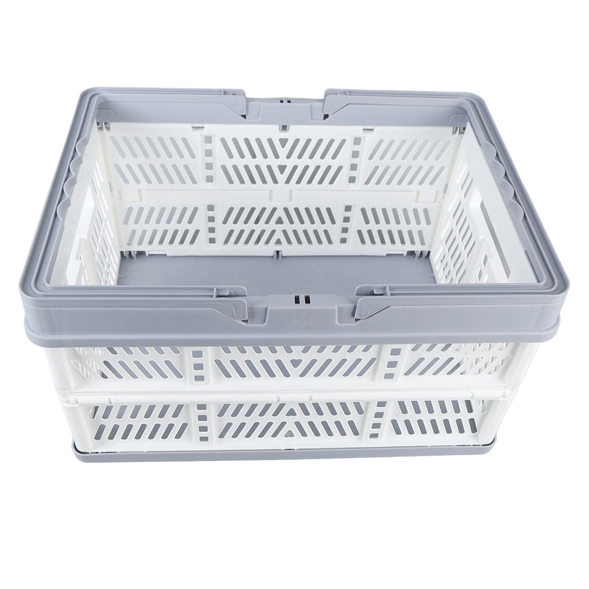 Collapsible Baskets with Handles PP Waterproof Collapsible Storage Crates for Home Kitchen Bedroom Office White Large Size