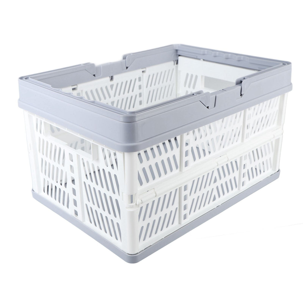 Collapsible Baskets with Handles PP Waterproof Collapsible Storage Crates for Home Kitchen Bedroom Office White Large Size