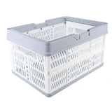 Collapsible Baskets with Handles PP Waterproof Collapsible Storage Crates for Home Kitchen Bedroom Office White Large Size - Rear View