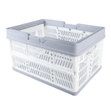 Collapsible Baskets with Handles PP Waterproof Collapsible Storage Crates for Home Kitchen Bedroom Office White Large Size - Close-Up Angle