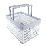 Collapsible Baskets with Handles PP Waterproof Collapsible Storage Crates for Home Kitchen Bedroom Office White Large Size