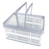 Collapsible Baskets with Handles PP Waterproof Collapsible Storage Crates for Home Kitchen Bedroom Office White Large Size - Extra Image