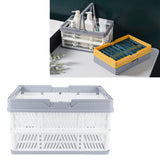 Collapsible Baskets with Handles PP Waterproof Collapsible Storage Crates for Home Kitchen Bedroom Office White Large Size