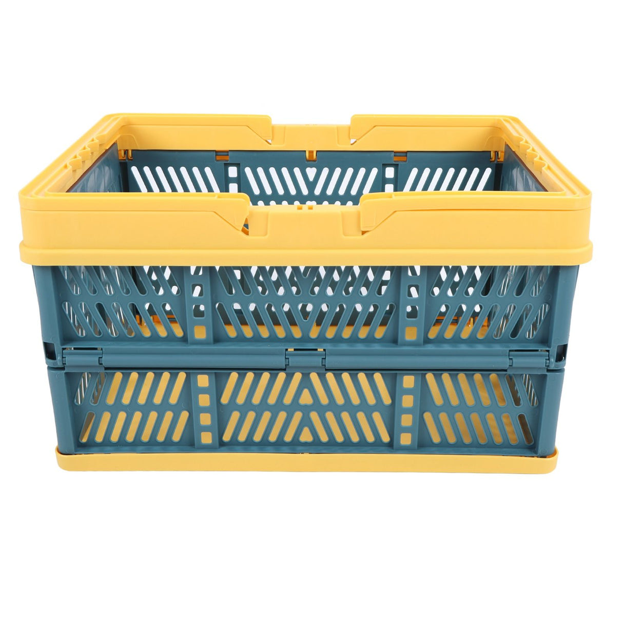 Collapsible Baskets with Handles PP Waterproof Collapsible Storage Crates for Home Kitchen Bedroom Office Yellow Green Large Size