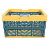 Collapsible Baskets with Handles PP Waterproof Collapsible Storage Crates for Home Kitchen Bedroom Office Yellow Green Large Size