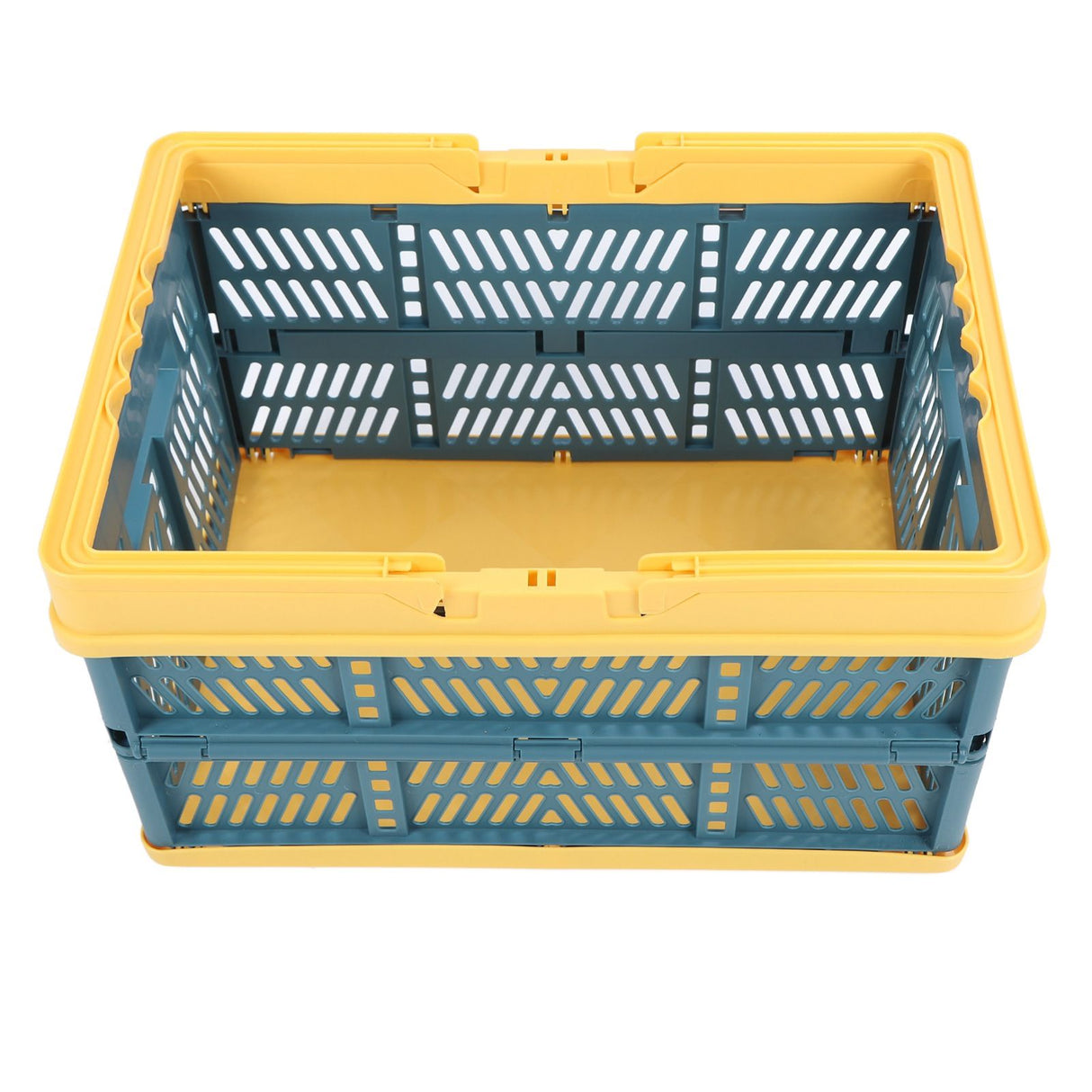 Collapsible Baskets with Handles PP Waterproof Collapsible Storage Crates for Home Kitchen Bedroom Office Yellow Green Large Size