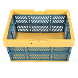Collapsible Baskets with Handles PP Waterproof Collapsible Storage Crates for Home Kitchen Bedroom Office Yellow Green Large Size - Front View