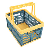 Collapsible Baskets with Handles PP Waterproof Collapsible Storage Crates for Home Kitchen Bedroom Office Yellow Green Large Size