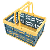 Collapsible Baskets with Handles PP Waterproof Collapsible Storage Crates for Home Kitchen Bedroom Office Yellow Green Large Size - Extra Image