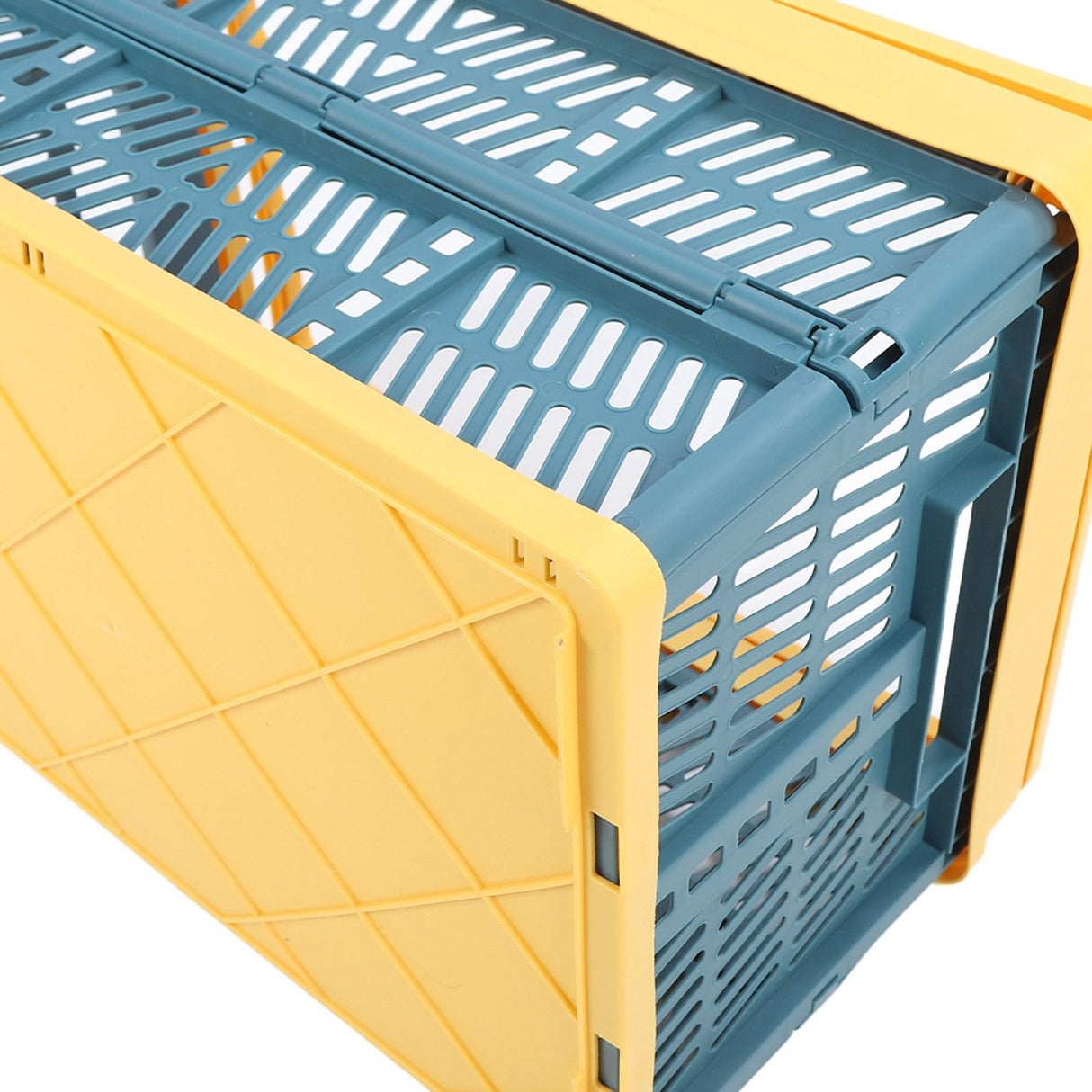 Collapsible Baskets with Handles PP Waterproof Collapsible Storage Crates for Home Kitchen Bedroom Office Yellow Green Large Size
