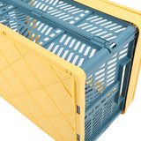 Collapsible Baskets with Handles PP Waterproof Collapsible Storage Crates for Home Kitchen Bedroom Office Yellow Green Large Size - Extra Image