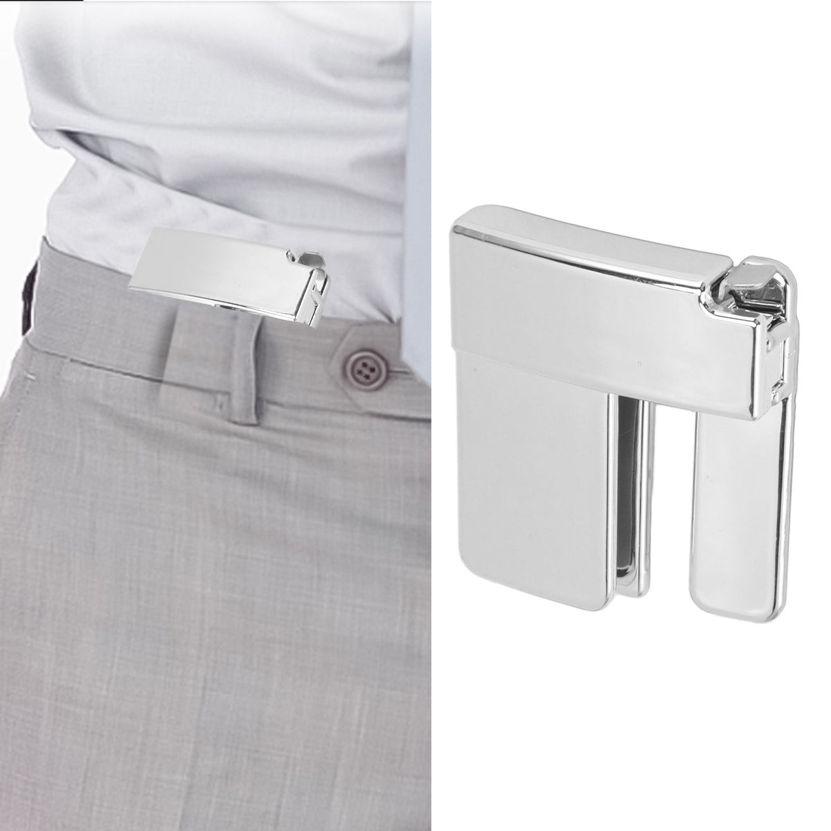 Pants Waist Shrink Clip Buckle Durable Multi Function Belt Clip Buckle for Daily Life Silver