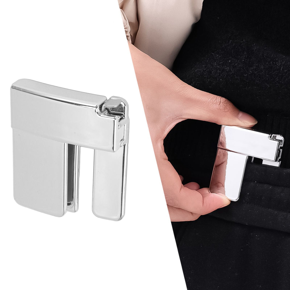 Pants Waist Shrink Clip Buckle Durable Multi Function Belt Clip Buckle for Daily Life Silver