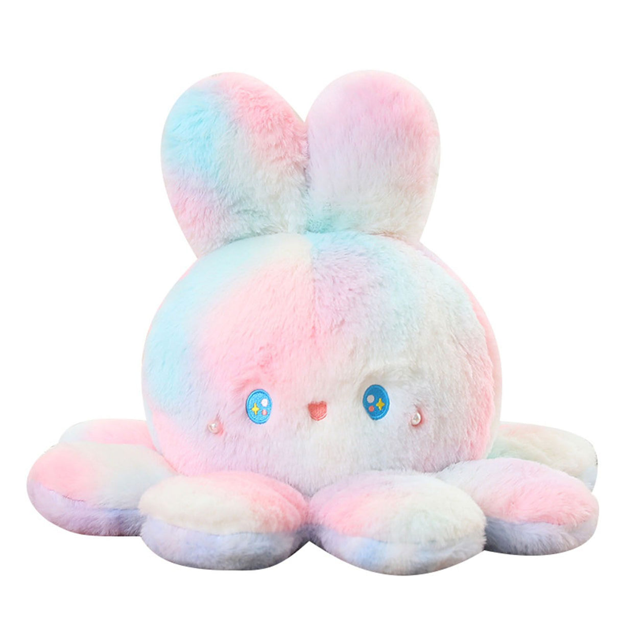 Reversible Octopus Doll Gradient Color Cute Bunny Ear Octopus Plush Toy Double Sided Stuffed Animal Pink Purple 20cm/7.9in