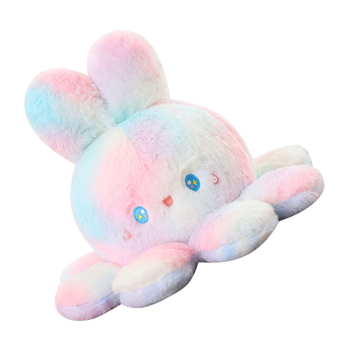 Reversible Octopus Doll Gradient Color Cute Bunny Ear Octopus Plush Toy Double Sided Stuffed Animal Pink Purple 20cm/7.9in