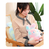 Reversible Octopus Doll Gradient Color Cute Bunny Ear Octopus Plush Toy Double Sided Stuffed Animal Pink Purple 20cm/7.9in - Side View