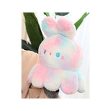 Reversible Octopus Doll Gradient Color Cute Bunny Ear Octopus Plush Toy Double Sided Stuffed Animal Pink Purple 20cm/7.9in - Top-Down View