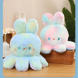 Reversible Octopus Doll Gradient Color Cute Bunny Ear Octopus Plush Toy Double Sided Stuffed Animal Pink Purple 20cm/7.9in - Extra Image