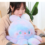 Reversible Octopus Doll Gradient Color Cute Bunny Ear Octopus Plush Toy Double Sided Stuffed Animal Pink Purple 20cm/7.9in - Extra Image